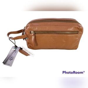 INPELL MADE IN ITALY BROWN LEATHER TOILETRY TRAVEL BAG NEW WITH TAGS